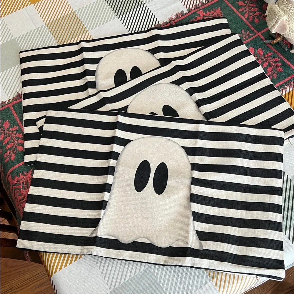 Ghost Halloween Pillow Covers NEW Set of 5, 2 Different Designs and Shapes